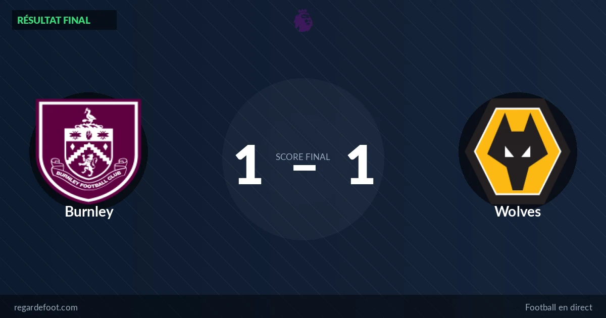 Résultat Burnley 1-1 Wolves (Premier League) : buts et analyse