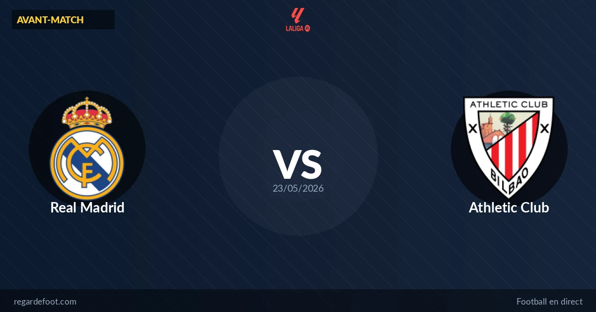 Match du jour en La Liga : Real Madrid défie Athletic Club (19:00)