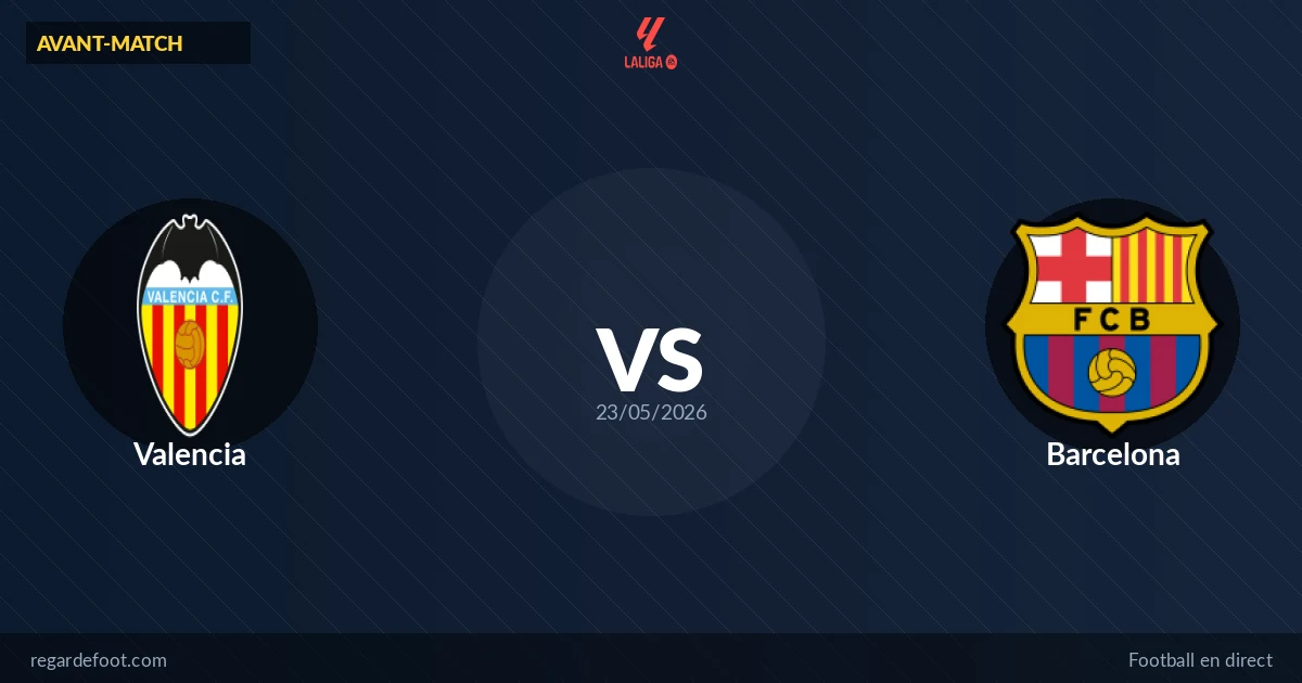 Match du jour en La Liga : Valencia défie Barcelona (19:00)