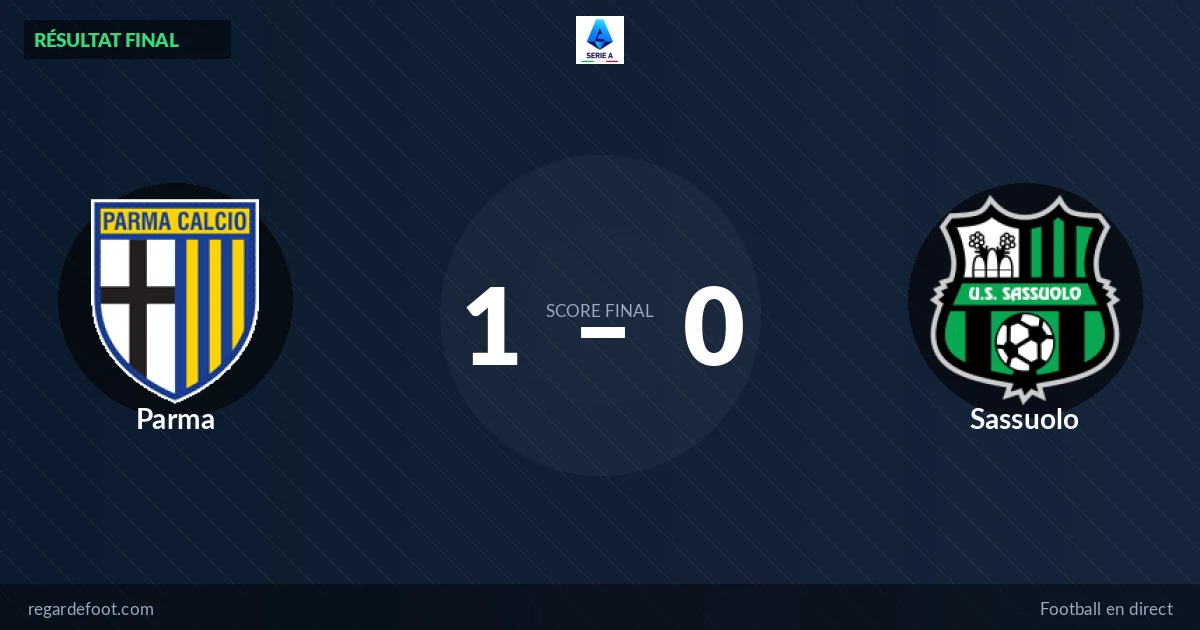 Parma domine Sassuolo (1-0) — clean sheet en Serie A