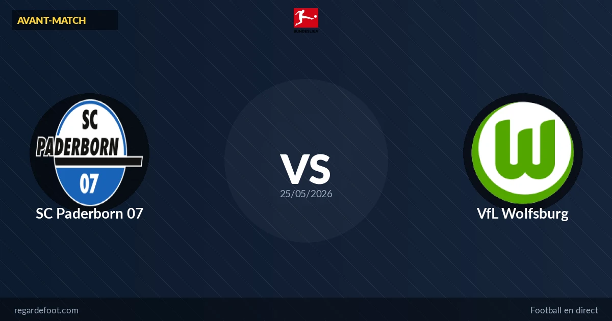 SC Paderborn 07 vs VfL Wolfsburg (Bundesliga) : analyse et diffusion (18:30)
