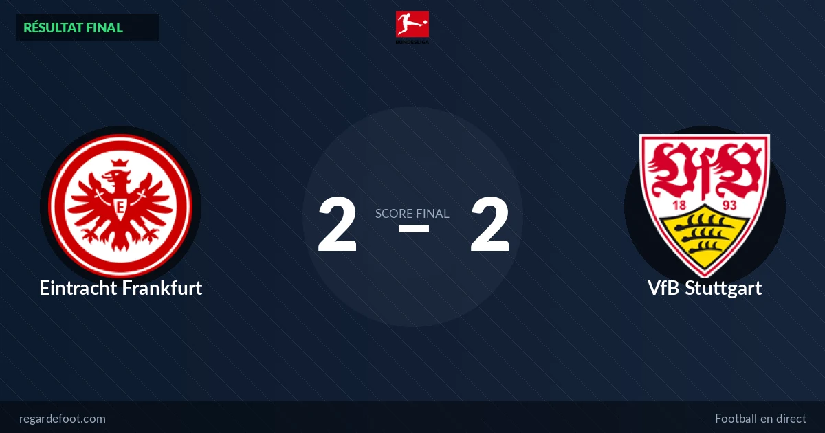 Eintracht Frankfurt 2-2 VfB Stuttgart : match nul spectaculaire en Bundesliga