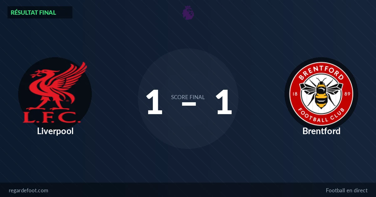 Premier League : Liverpool 1-1 Brentford, résumé et stats