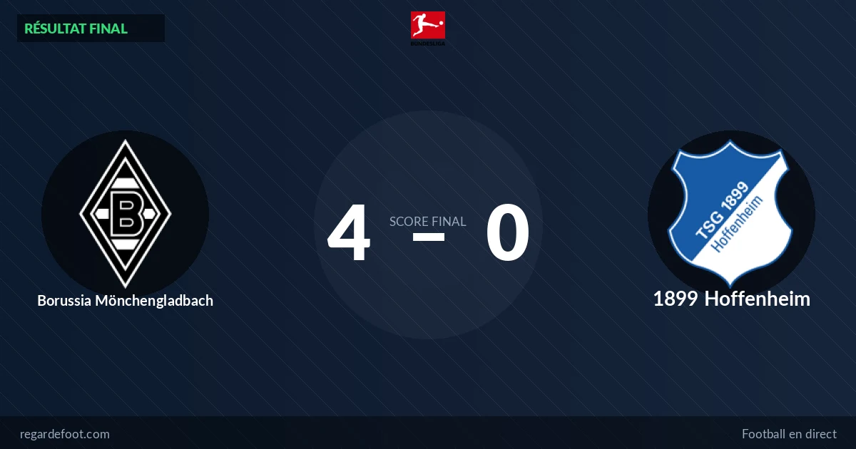 Borussia Mönchengladbach enchaîne en Bundesliga : 4-0 face à 1899 Hoffenheim