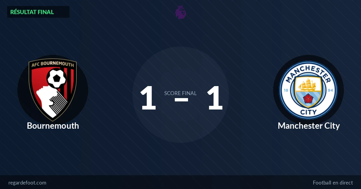 Premier League : Bournemouth 1-1 Manchester City, résumé et stats