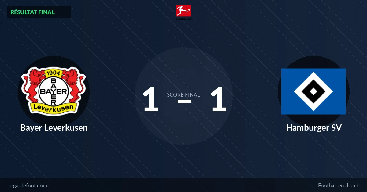 Bayer Leverkusen 1-1 Hamburger SV : partage des points en Bundesliga