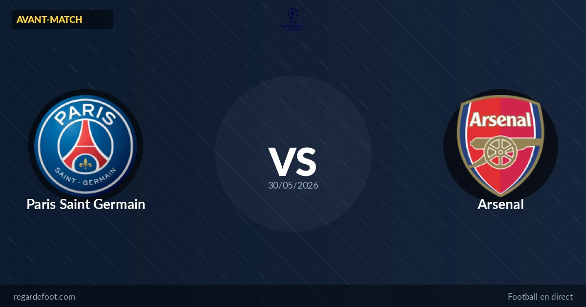 Match du jour en UEFA Champions League : Paris Saint Germain défie Arsenal (16:00)